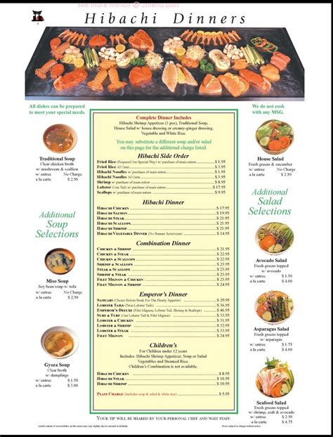 shogun japanese steakhouse clarksburg menu